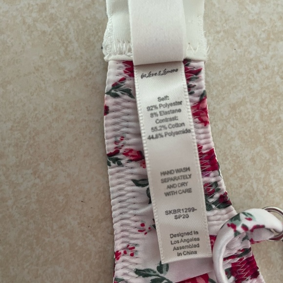 For Love & Lemons Mel rose white red floral bustier cropped top 37431 - Picture 7 of 12